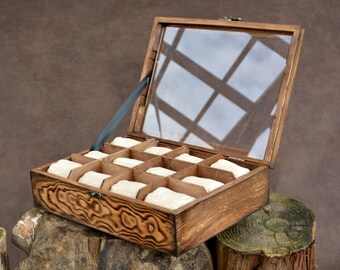 Wooden Watch Box, Rustic style, Vintage box, Old map design, gift for traveler