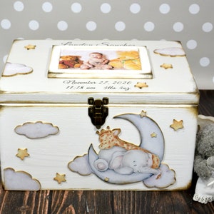 Newborn baby gift, Baby memory box with photo, gift for Baptism, baby shower gift, baby box with name, time capsule,baby keepsake, toy box