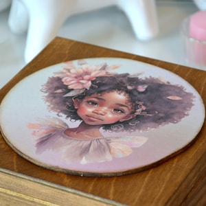 Personalised gift box for girl, birthday gift idea for girl, keepsake box, jewelry box, box with african american girl, fairy box zdjęcie 4