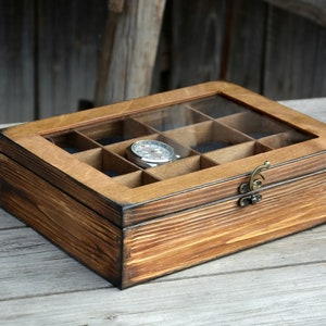 Personalized Wood Watch box for him, Watch Storage, Decoupage Watch Case,Watch box for man, Mens Watch,Christmas Gift for Him
