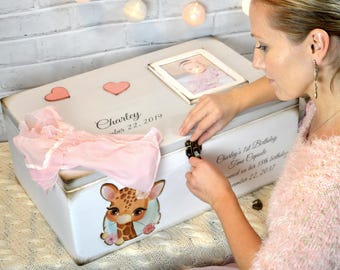 Personalized Wooden Baby Memory Box, Keepsake for Newborn, Baptism, First Birthday