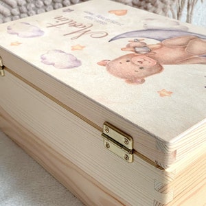 Personalisierte Baby-Erinnerungsbox, Naturholz-Baby-Erinnerungsbox, Geschenk zur Taufe, neue Baby-Geschenkidee Bild 7