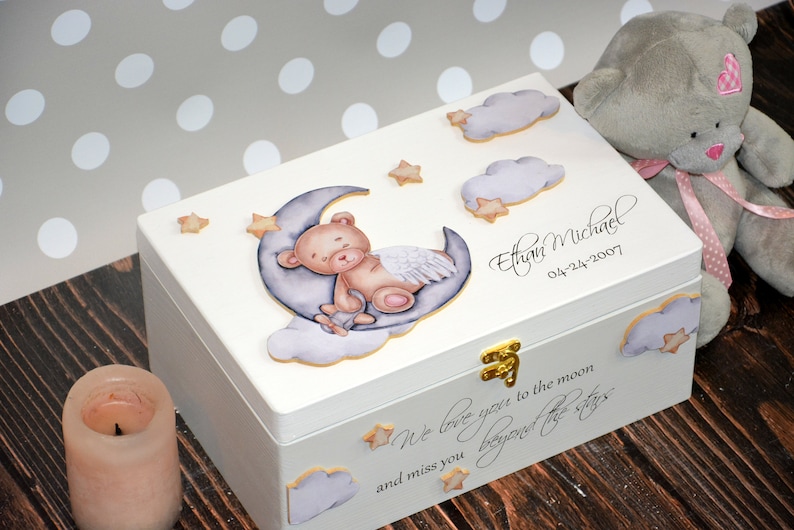Baby-Verlust-Erinnerungsbox, In Erinnerung an das Kind, Mutter eines Engels, Engel-Baby-Box, Säuglingsverlustbox, Fehlgeburts-Andenken, Baby-Gedächtnisbox Bild 3