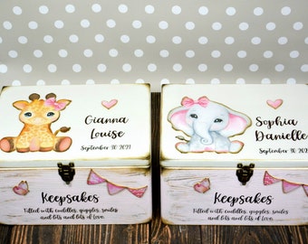 Personalizowane baby memory box, dziecięce pudełko wspomnień ze zdjęciem, Personalizowane pudełko vintage, prezent na chrzest,narodziny