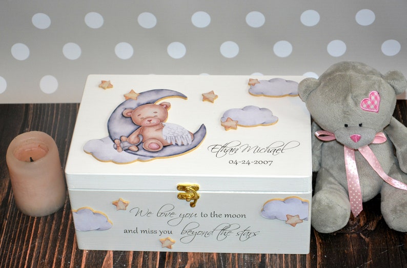 Baby-Verlust-Erinnerungsbox, In Erinnerung an das Kind, Mutter eines Engels, Engel-Baby-Box, Säuglingsverlustbox, Fehlgeburts-Andenken, Baby-Gedächtnisbox Bild 2