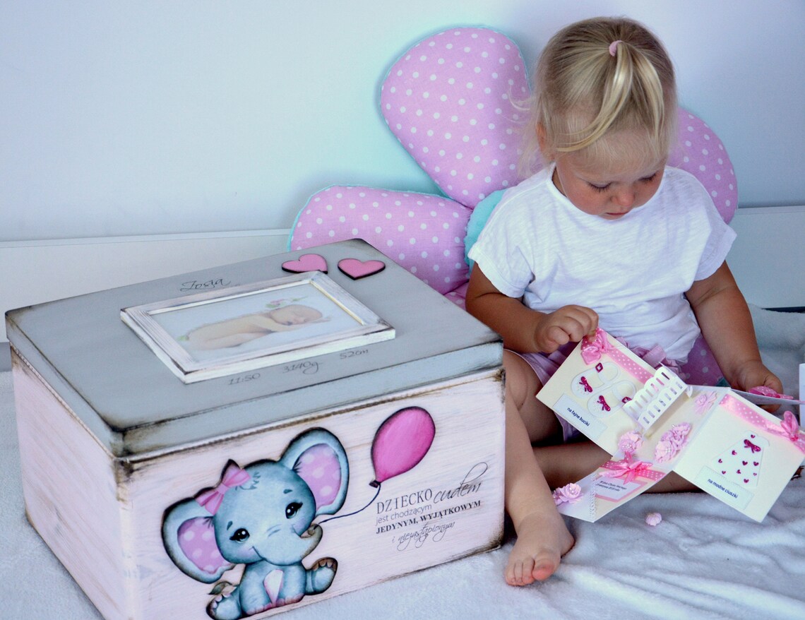 Personalized New Baby Memory Box Wood Baby Box with photo Etsy