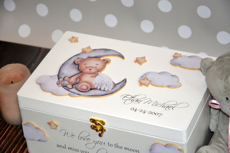 Baby-Verlust-Erinnerungsbox, In Erinnerung an das Kind, Mutter eines Engels, Engel-Baby-Box, Säuglingsverlustbox, Fehlgeburts-Andenken, Baby-Gedächtnisbox Bild 1