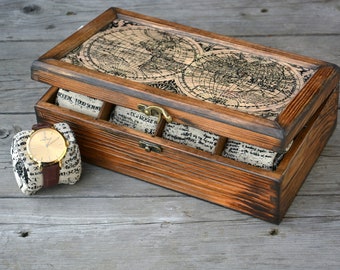 Boîte de montre en bois personnalisée,rangement de montre,boîtier de montre,boîte de montre pour homme,cadeau de Noël pour lui