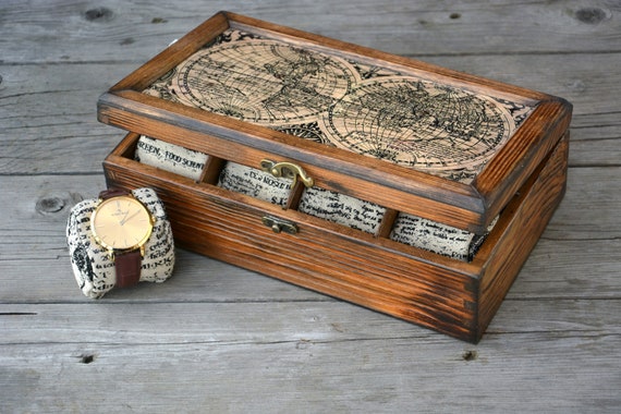 Caja de madera para reloj para él, almacenamiento de relojes, vintage caja  de reloj, caja para hombre, regalo de Navidad para él -  España