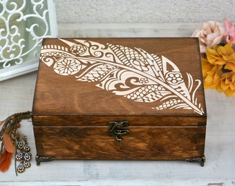 Personalisierte Schmuckschatulle, Andenken-Box, Brautjungferngeschenk, individuelle Holz-Schmuck-Organizer, rustikale Box