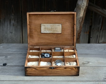 Personalized Wooden Watch Box - Rustic Watch Organizer, Christmas gift
