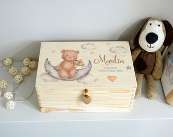 Personalized baby memory box, natural wood baby keepsake box, gift for babtism, new baby gift idea