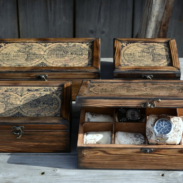 Drewniane pudełko na zegarki z dedykacją wewnątrz, prezent dla męża, narzeczonego, chłopaka z okazji rocznicy, urodzin