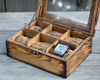 Wooden watch box personalized and handmade gift for him, Watch cabinets, watch case, watch organizer, fast realization and shipping