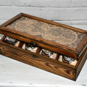Boîte de montre en bois pour homme, ccadeau de noël pour lui, boîte de rangement de montre pour homme,cadeau personnalisée