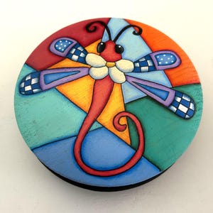 Hand Painted Wood Box with Dragon Fly