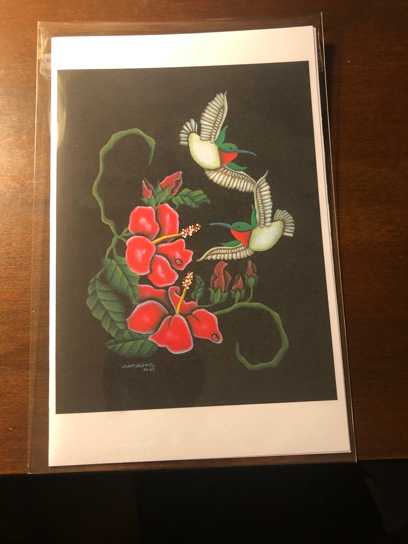 Hummingbirds Acrylic Painting on Canvas Board Prints or Note Etsy