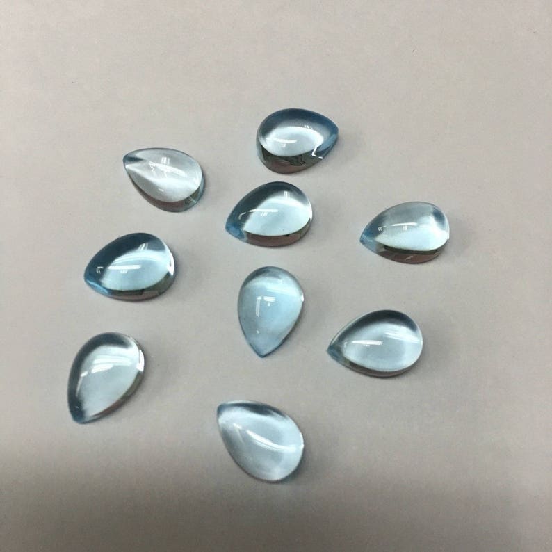 5 pic lot 100/% natural Sky Blue Topaz pear shape cabochon for jewelry
