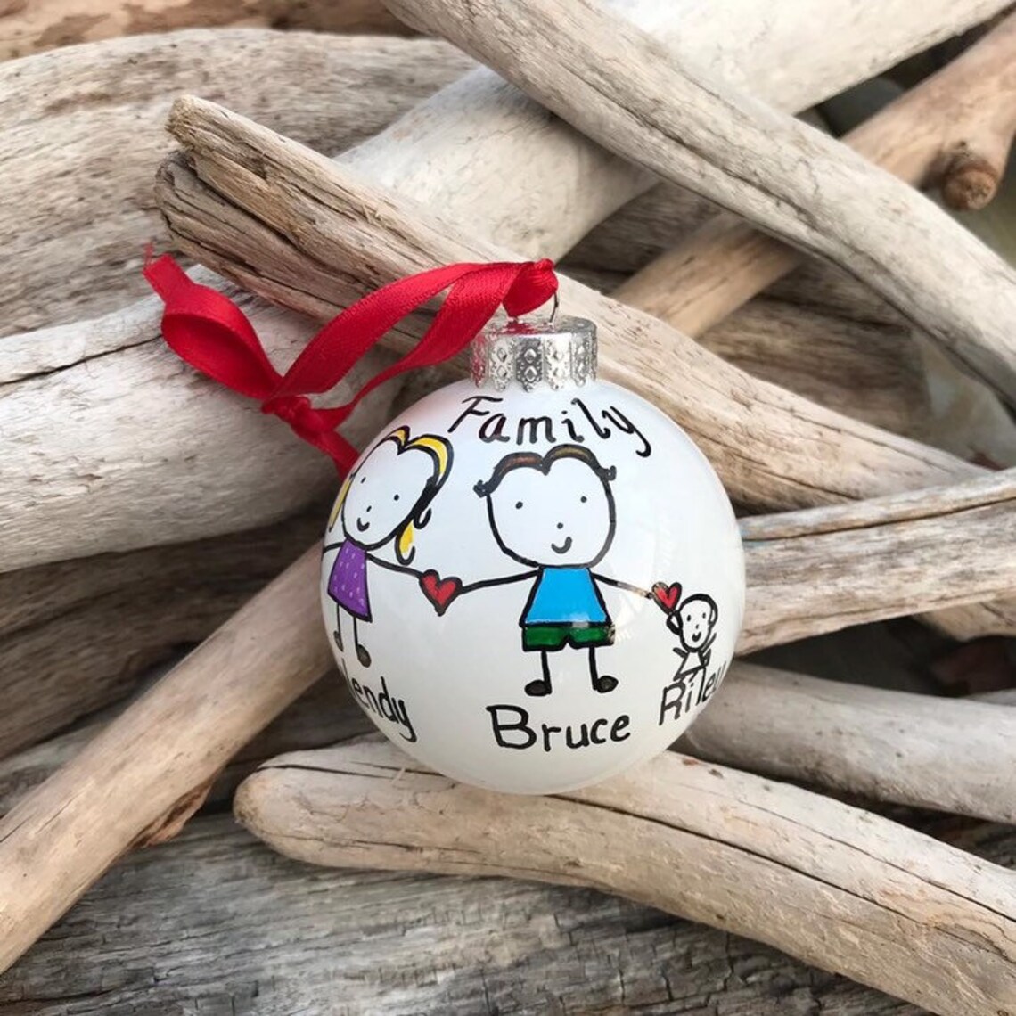 Family Ornament Mom Dad Daughter Hand Painted Christmas Etsy