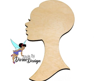 Diva Head Wooden Silhouette Cutout| Wreath Attachment| Wood Template| Afro Woman Face Shape Base for Wreath| Female Wall Art| Collage Crafts