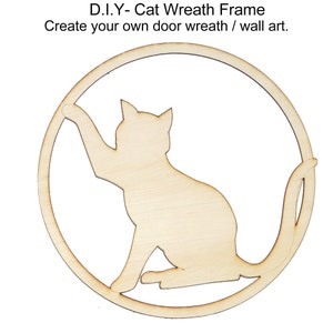 Circle Cat Silhouette Animal Art Pet Crafts Wooden Form | Etsy