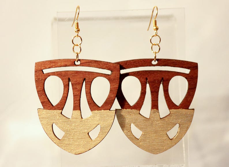 Wooden Earrings,Ethnic Gifts for Her,Afrocentric Earrings,Afrocentric Jewelry,Custom Gift for Her,Natural Earrings,Handmade Dangle Earrings,