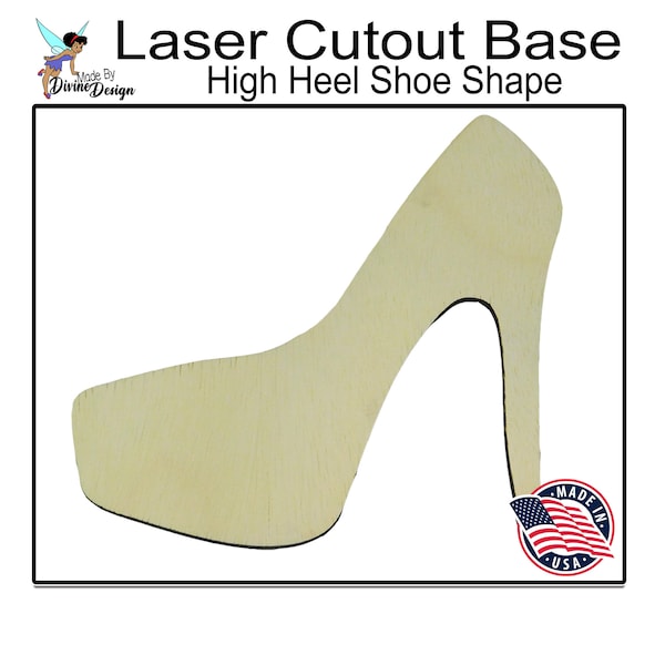 High Heel Shoe Silhouette Wood Cutout| Shoe Shape Wooden Template for Crafts| High Heel Shoe Blank Cutouts| Shoe Shape Collage Base| Cutouts