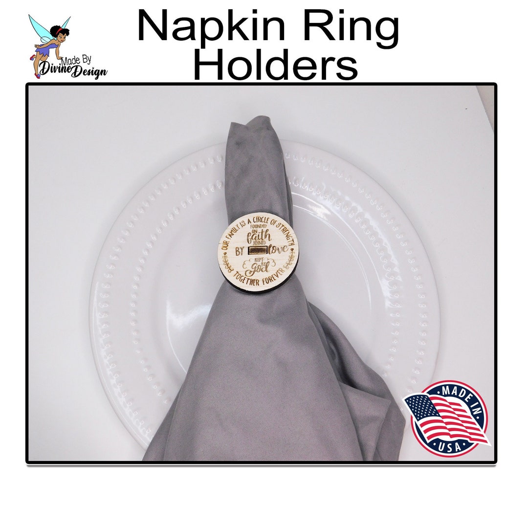 Family Monogram Napkin Ring Holders Personalized Wood Napkin Holders