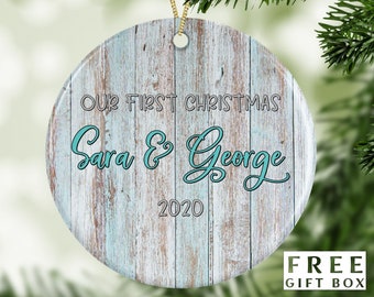 Our First Christmas Custom Couple Ornament - Perfect Stocking Stuffer