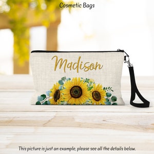 Bolsa de maquillaje de girasol: regalo ideal para dama de honor, novia y mejor amiga