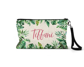 Custom Linen Cosmetic Bag: Personalized Travel Makeup Pouch