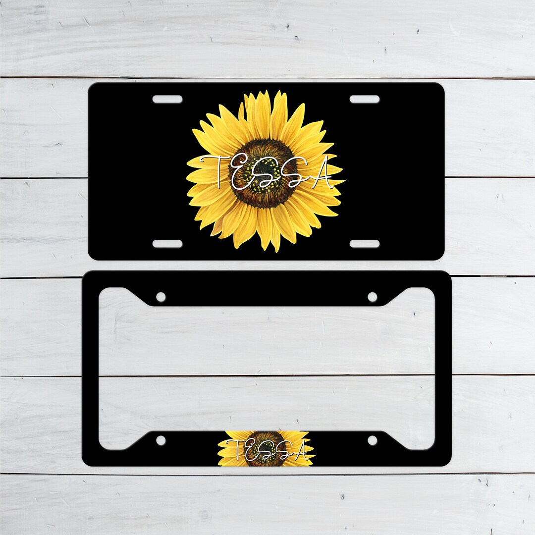 Sunflower License Plate, License Plate Frame, License Plate Art, Car