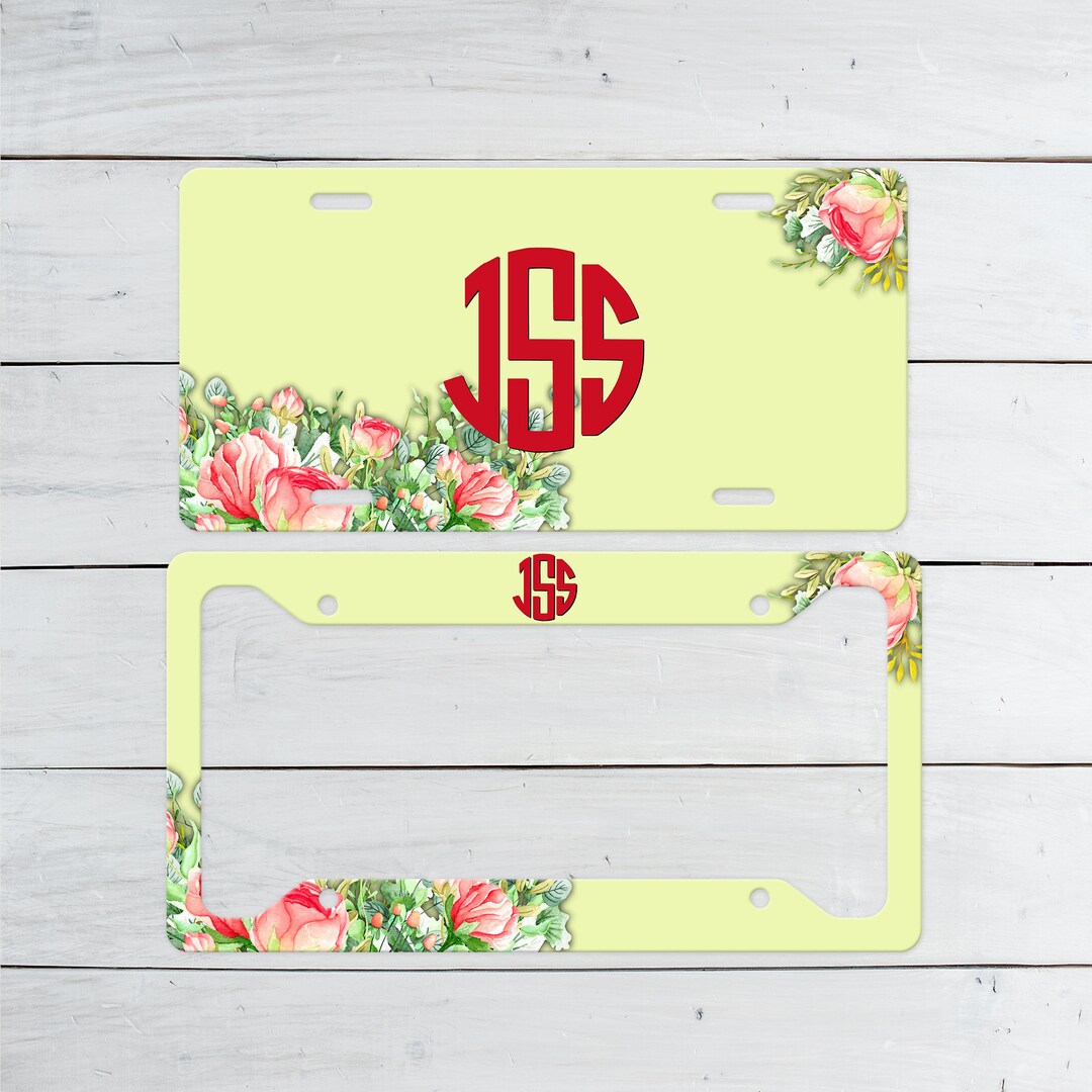 Floral License Plate, License Plate Frame, License Plate Art, Car Tags