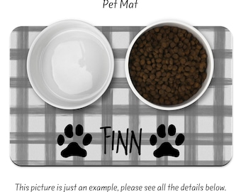 Mantel individual rústico de cuadros vichy para mascotas: Mantel personalizado para comederos de perros y gatos