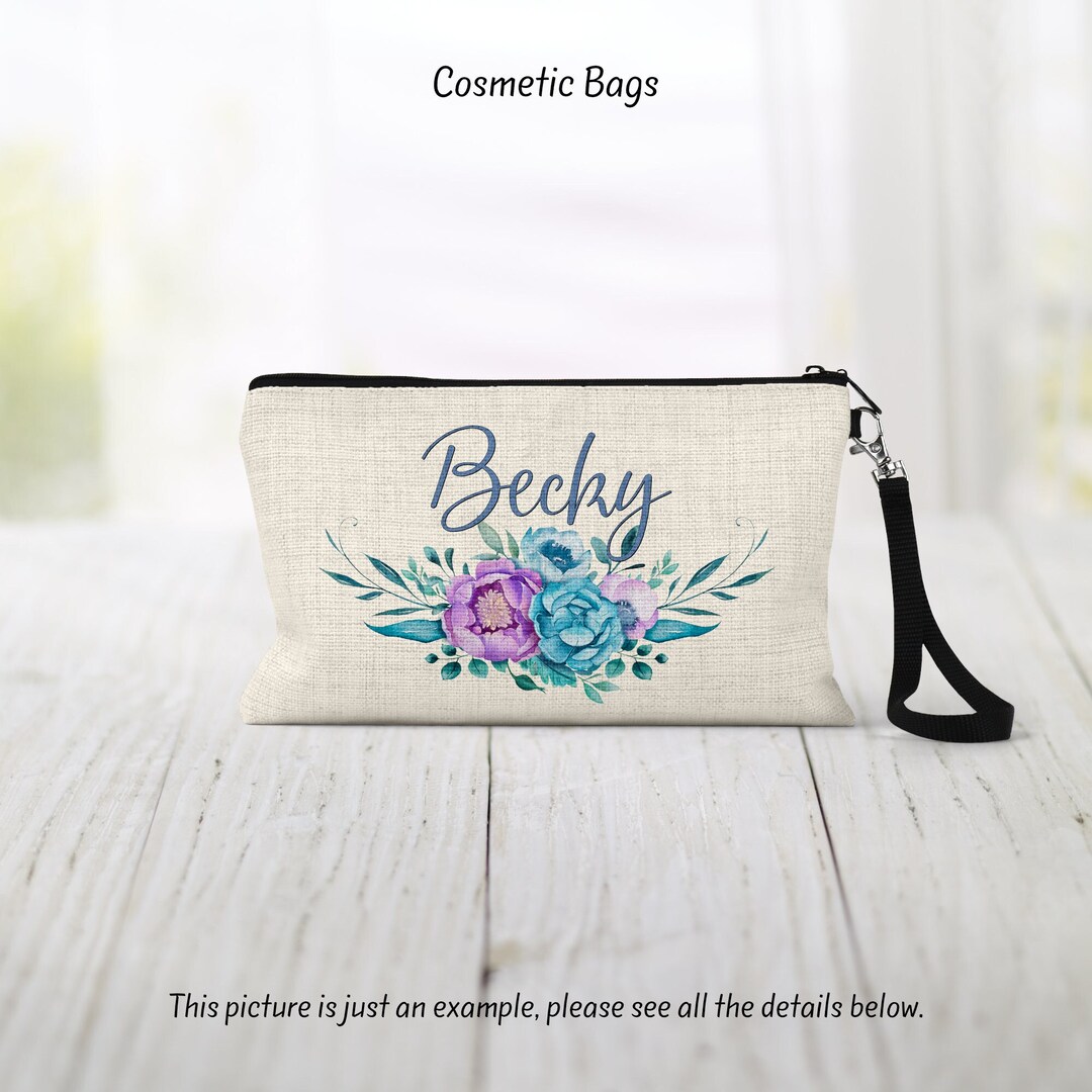 Personalized Linen Cosmetic Pouch: Custom Travel Makeup Bag - Etsy