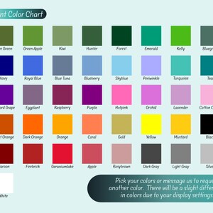 a color chart for different colors of clothing