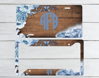 Floral Boho License Plate Frame: Personalized Car Tag