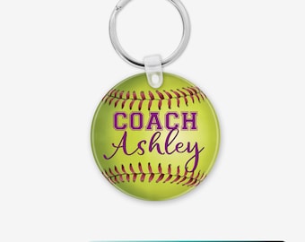 Softball Keychain: Acrylic Coach Gift