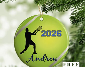 Tennis Ornament - Senior Memento, Tennis Coach Gift, Holiday Christmas Ornaments