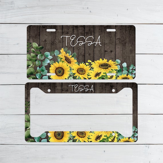 Sunflower License Plate License Plate Frame License Plate | Etsy