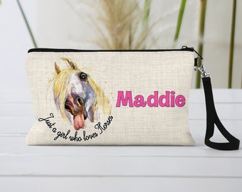 Just A Girl Who Loves Horses, Horse, Cosmetic Bag, Bridesmaid Gift, Wife Gift, Girlfriend Gift, Birthday Gift, Gift For Her, CO93