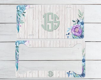 Floral Monogram License Plate Frame: Boho Car Tag
