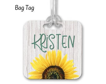 Sunflower Bag Tag, Luggage Tag, Custom Luggage Tag, Gifts for Her, Bridesmaid Bag,BA36