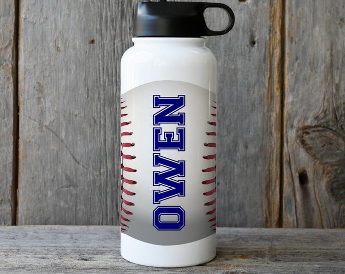 Personalized Baseball Water Bottle: 20oz Sport or 32oz Insulated