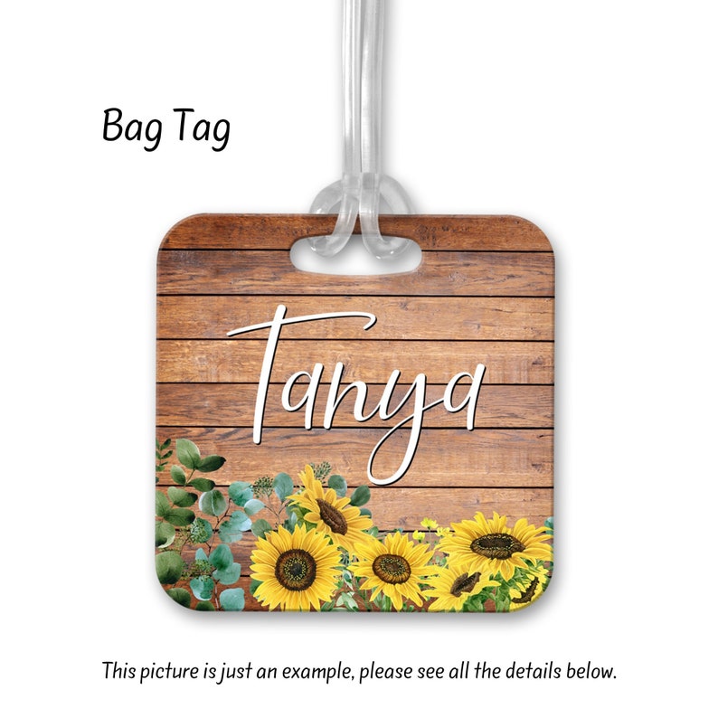 Luggage Tag Customized Bag Tag Personalized Bag Tag Gifts for Her Sunflower Bag Tag Monogram Bag Tag Bridesmaid Gifts,BA38