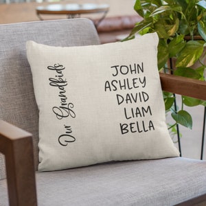 Family Name Pillow Cover - Custom Throw Pillow for Mother&#39;s Day, Perfect Gift for Grandkids
