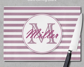 Personalized Glass Cutting Board: Monogram Kitchen Decor