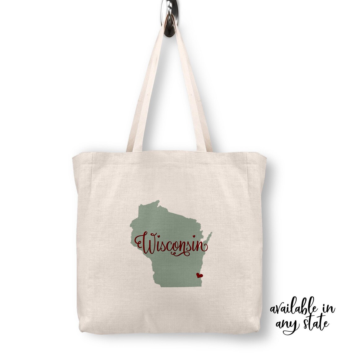 Wisconsin Tote Bag State Tote Bag Gift for Her Tote Bag Etsy