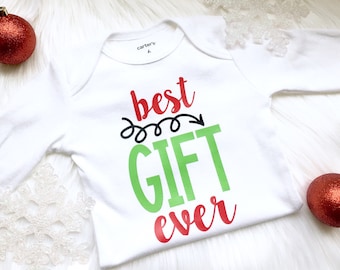 Baby Christmas outfit, best gift ever, pregnancy announcement, Christmas pregnancy announcement, my first Christmas, baby holiday outfit.