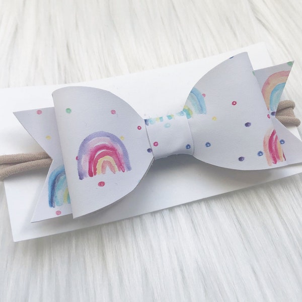 Rainbow headband, girls rainbow bow, watercolor rainbow, rainbow birthday party, rainbow party, baby headband, baby bow, rainbow outfit